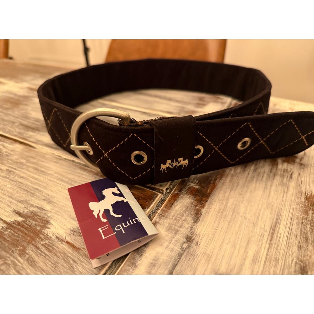 Equine Couture Black Suede Quilted Belt Size Small NWT